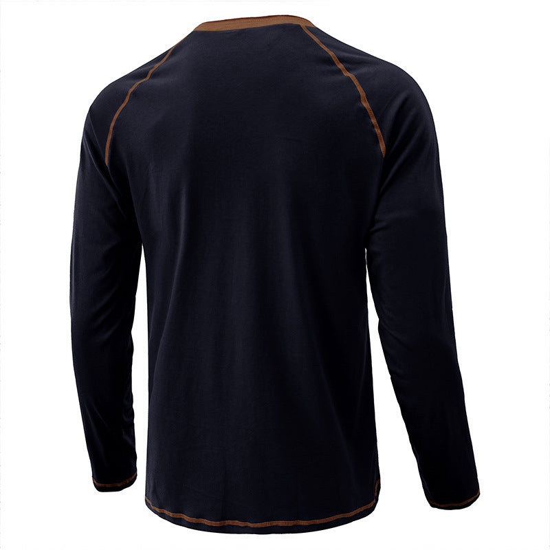 T-shirt Henley léger à manches longues en coton pour homme | 2237