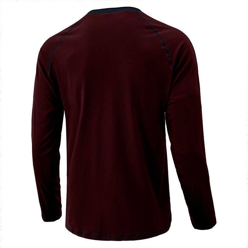 T-shirt Henley léger à manches longues en coton pour homme | 2237
