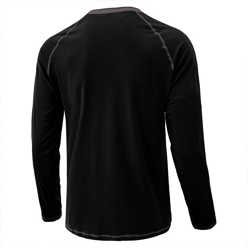 T-shirt Henley léger à manches longues en coton pour homme | 2237
