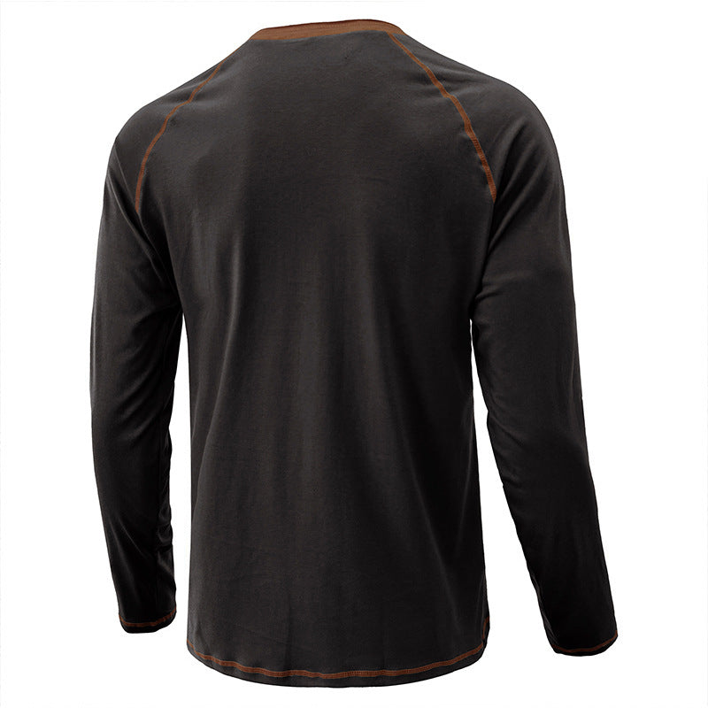 T-shirt Henley léger à manches longues en coton pour homme | 2237