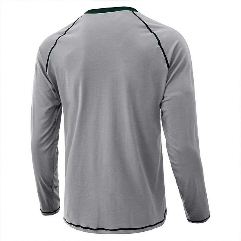 T-shirt Henley léger à manches longues en coton pour homme | 2237