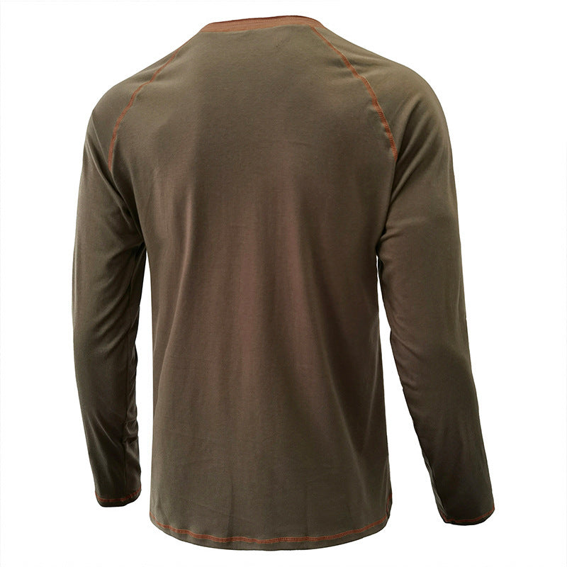 T-shirt Henley léger à manches longues en coton pour homme | 2237
