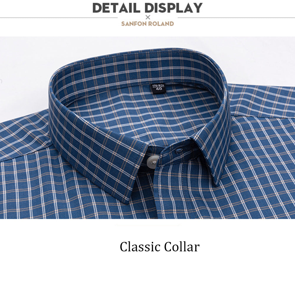 Men Thin Plaid Cotton Casual Slim Fit Long Sleeve Button Down Dress Shirts Spring Summer | MC-2228