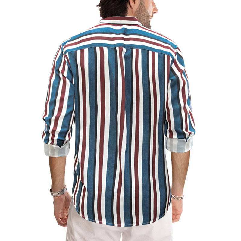 Camicie a righe a maniche lunghe casual da uomo con bottoni | MC255371