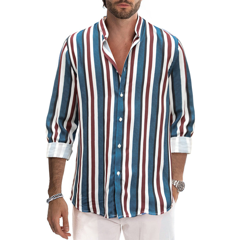 Camicie a righe a maniche lunghe casual da uomo con bottoni | MC255371