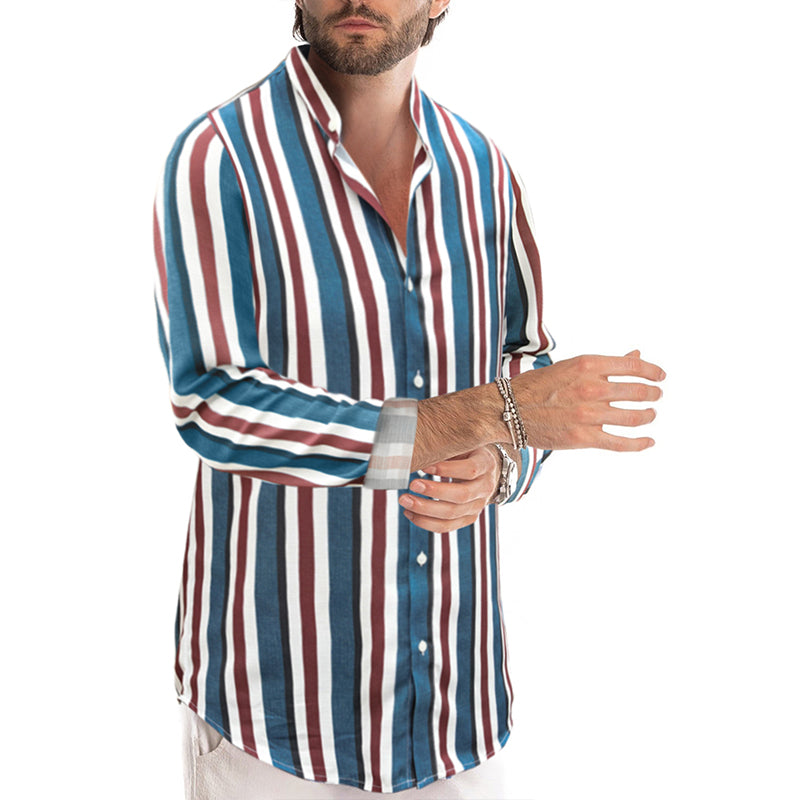 Camicie a righe a maniche lunghe casual da uomo con bottoni | MC255371
