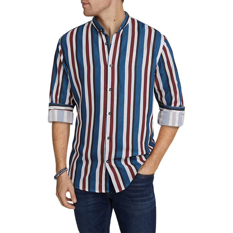Camicie a righe a maniche lunghe casual da uomo con bottoni | MC255371