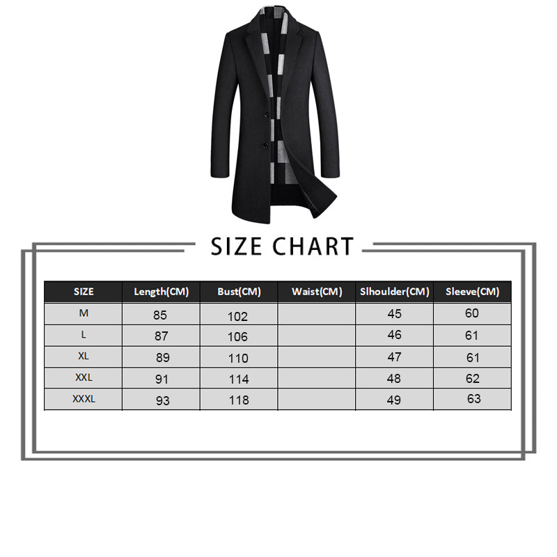 Cappotto lungo da uomo in lana di prima qualità, vestibilità slim, trench | xz5903