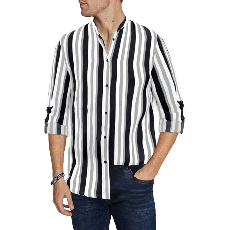 Camicie a righe a maniche lunghe casual da uomo con bottoni | MC255371