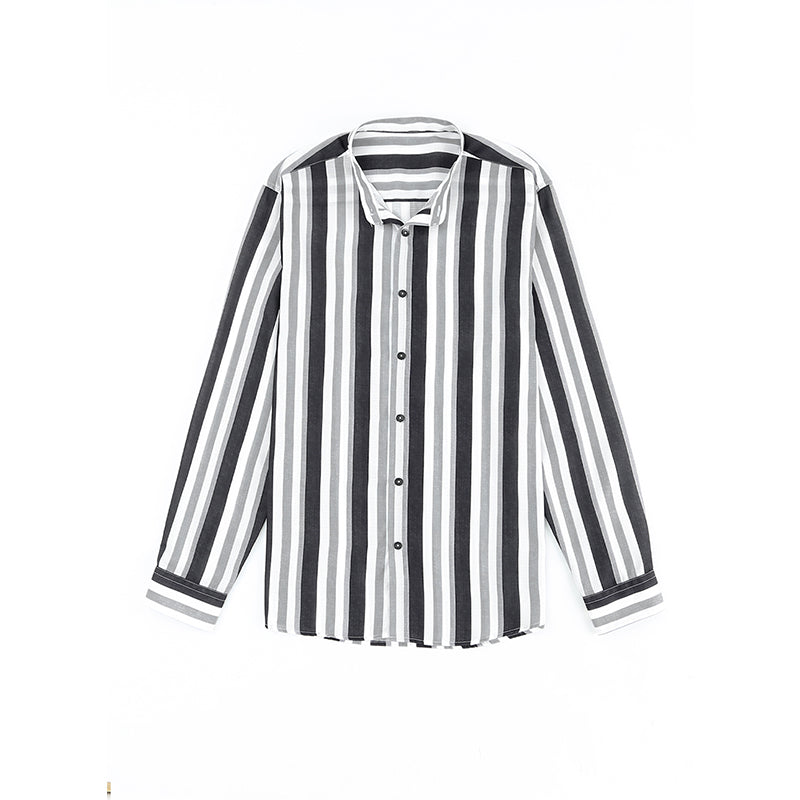 Camicie a righe a maniche lunghe casual da uomo con bottoni | MC255371