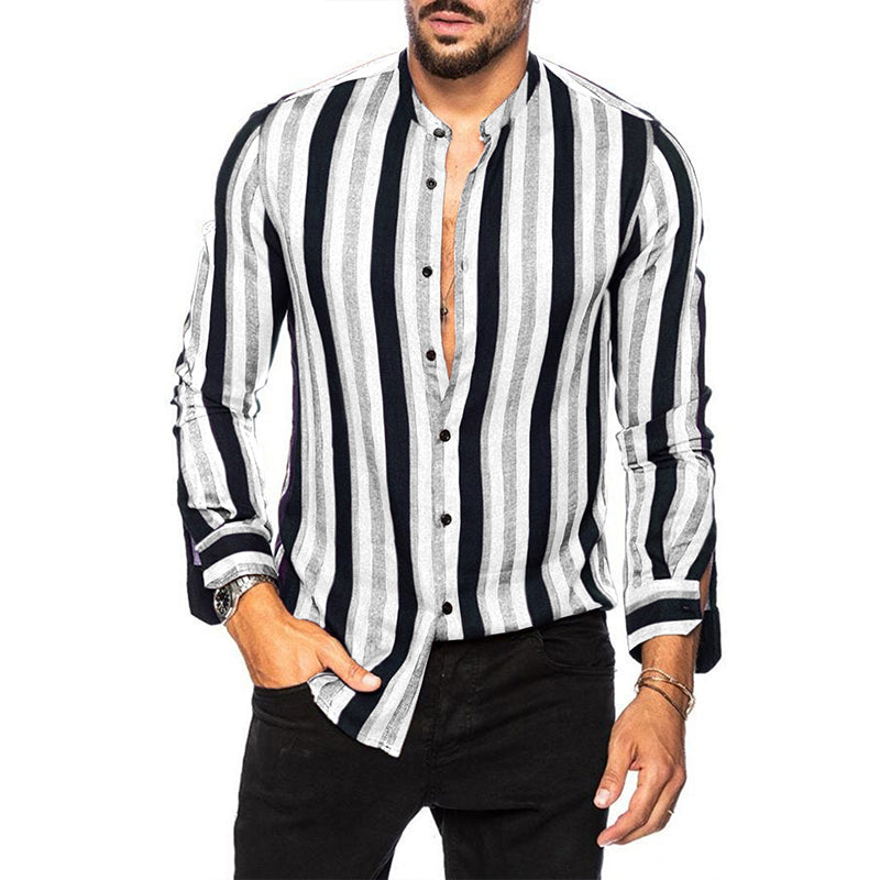 Camicie a righe a maniche lunghe casual da uomo con bottoni | MC255371