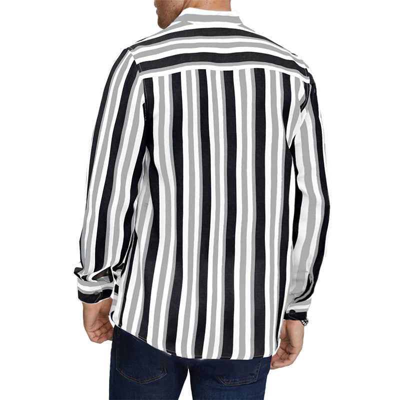Camicie a righe a maniche lunghe casual da uomo con bottoni | MC255371