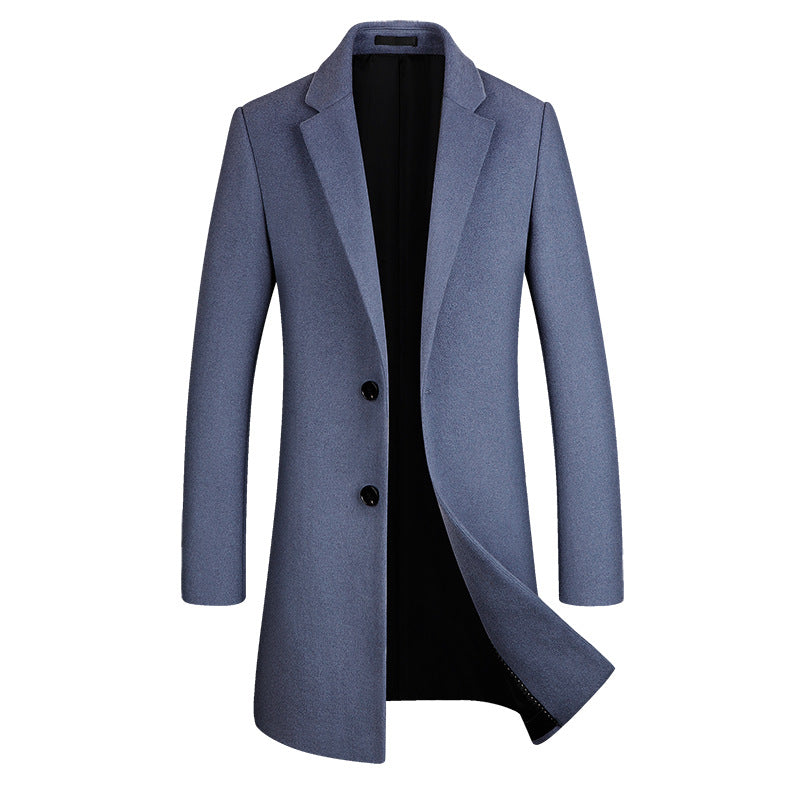 Cappotto lungo da uomo in lana di prima qualità, vestibilità slim, trench | xz5903