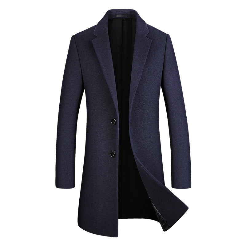 Cappotto lungo da uomo in lana di prima qualità, vestibilità slim, trench | xz5903