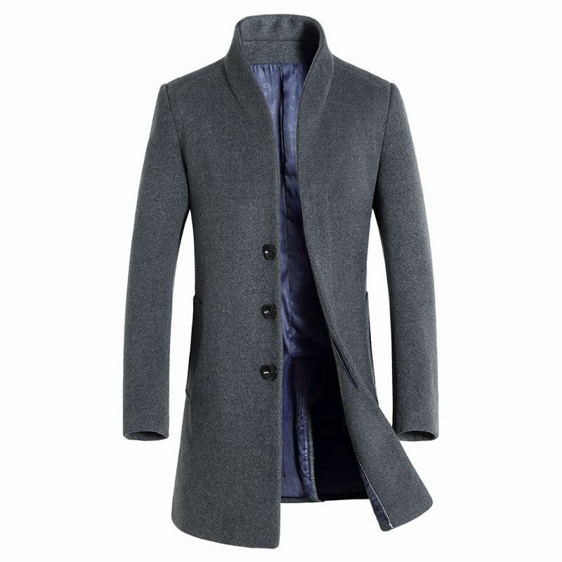 Trench da uomo di qualità premium in misto lana di media lunghezza | XZ1681