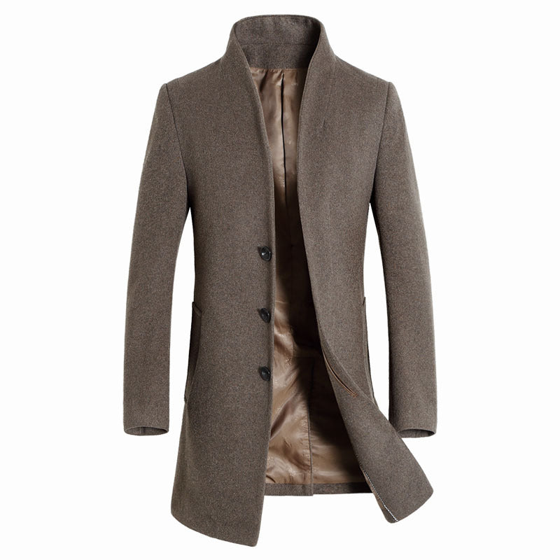 Trench da uomo di qualità premium in misto lana di media lunghezza | XZ1681
