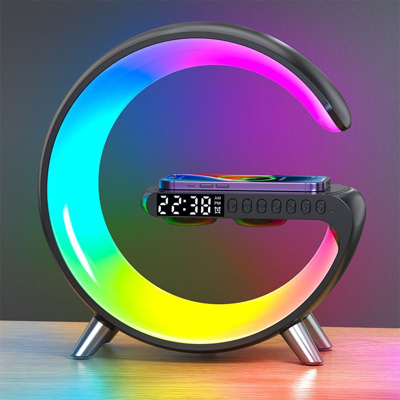 G-Speaker 15W Chargeur sans fil Réveil Bluetooth avec contrôle par application Lampe de bureau LED RVB | 1001 