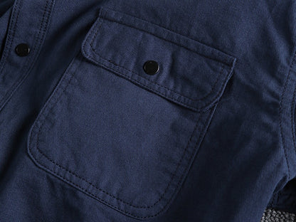 Vintage Workwear Double Pocket Shirt Retro Casual Classic Shirt Top for Men | V38