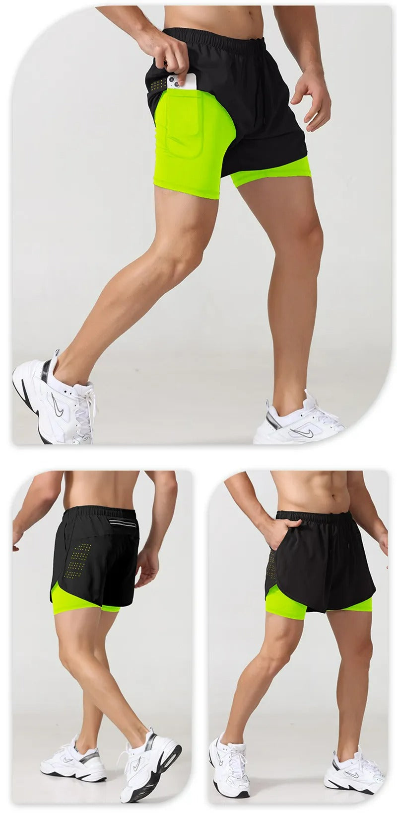 Pantaloncini da corsa da uomo, ad asciugatura rapida, traspiranti, per allenamento attivo | DK22001 