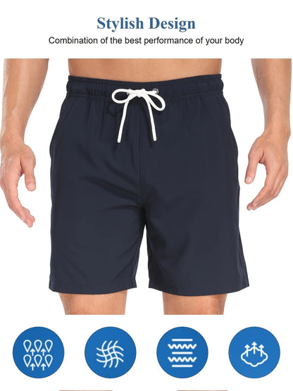 Men’s Quick-Dry Summer Beach Shorts Milk Silk Lined Swim Trunks for Men | 265SCTK