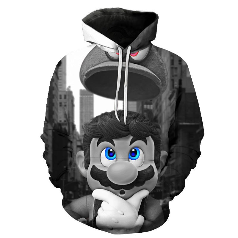 Felpa con cappuccio stampata Super Mario Bros Pullover Autunno hip-hop Cappotto Felpa Maglione | w17747 
