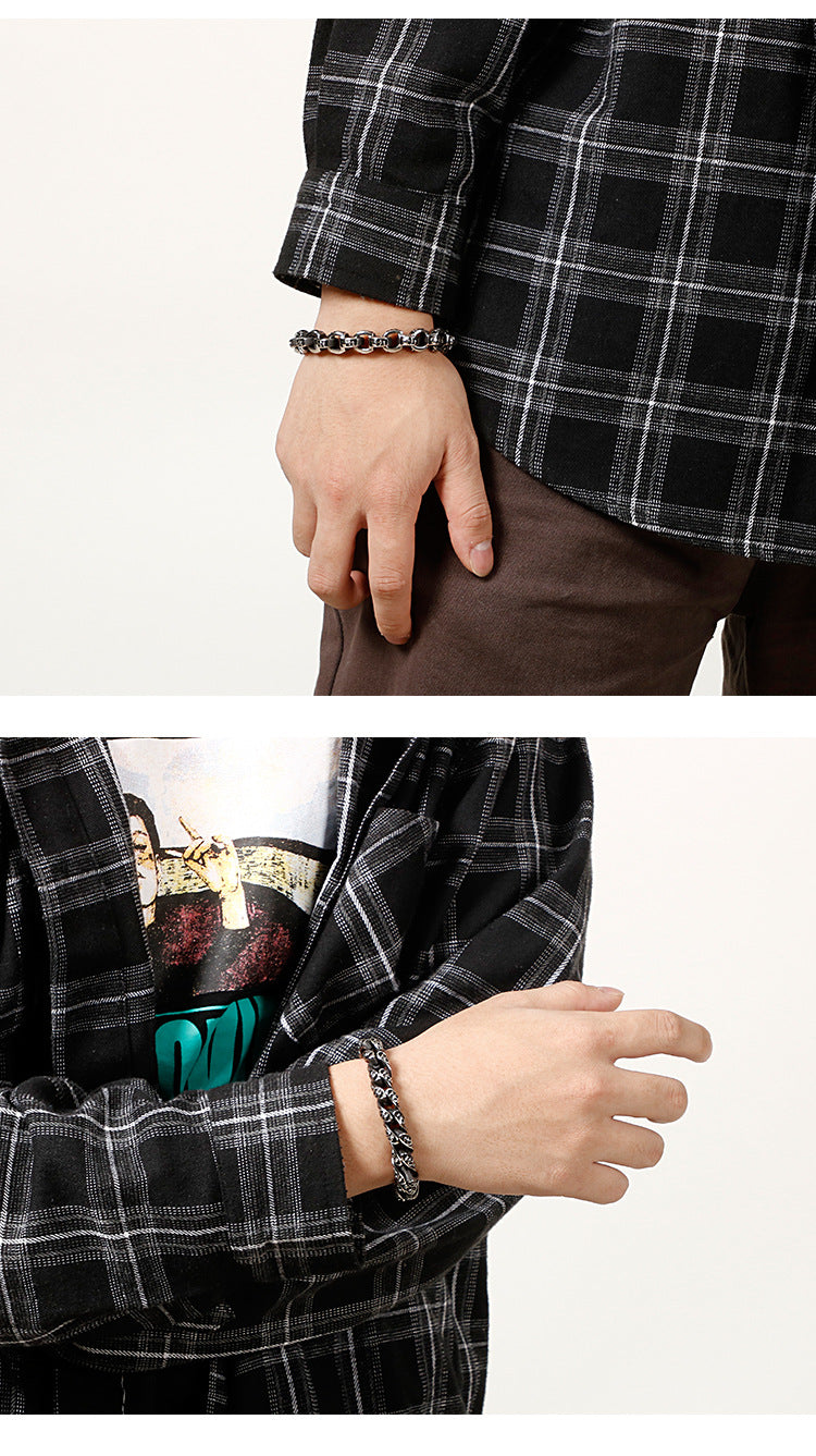 Men’s Stainless Steel Skull Bracelet Punk Motorcycle Ghost Head Design Titanium Steel Bracelet | KB120968-BDJX