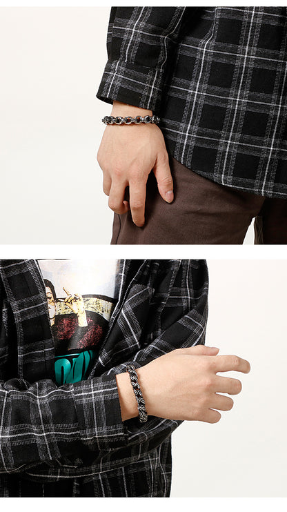Men’s Stainless Steel Skull Bracelet Punk Motorcycle Ghost Head Design Titanium Steel Bracelet | KB120968-BDJX