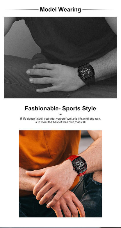 Montre de luxe pour homme en forme de tonneau de vin, montre mécanique entièrement automatique et étanche | G5867 