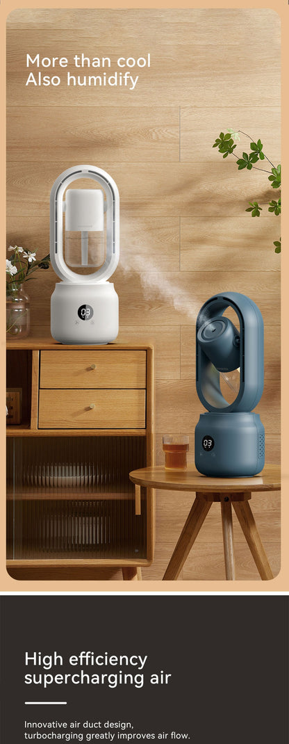 Multi-Functional Leafless Jet Fan Water Spray Vertical Summer Ultrasonic Cooling Humidifier Fan | HX87