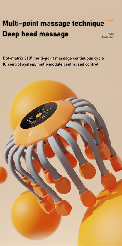 Appareil de massage intelligent pour le cuir chevelu et la tête, appareil de relaxation pour tout le corps, soulage la fatigue, appareil de massage électrique pour le cuir chevelu Octopus | MZ-HM156 