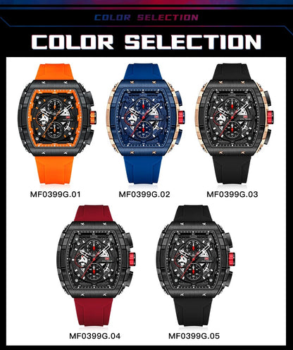 Montres de sport à quartz de luxe pour hommes avec bracelet en silicone et chronographe | MF0399G 
