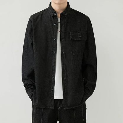 Men's Slim Fit Denim Long Sleeve Shirt Trendy Style Casual Work Jacket Shirt | MT8003