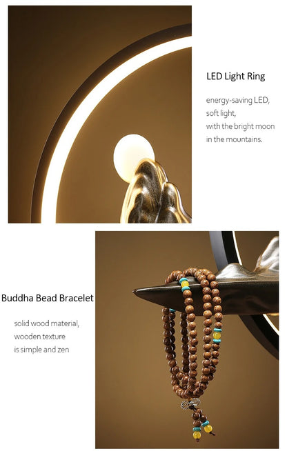 Mountain Stream Backflow Incense Burner Lamp Sandalwood Aromatherapy Ornament With Table Lamp | TM633