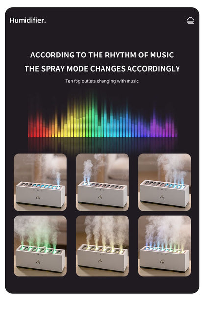 New Design 10 Nozzle Humidifier & Aroma Diffuser Dynamic Sound Pickup USB H2O Essential Oil Air Humidifier | KJR-273