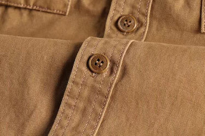 Vintage Workwear Double Pocket Shirt Retro Casual Classic Shirt Top for Men | V38