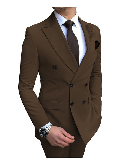 Men's 2 Pieces Suit Double Breasted Notch Lapel Flat Smart Fit Casual Tuxedos Wedding & Events Suits(Blazer+ Pants) | 9/7