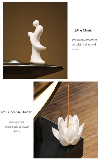Mountain Stream Backflow Incense Burner Lamp Sandalwood Aromatherapy Ornament With Table Lamp | TM633