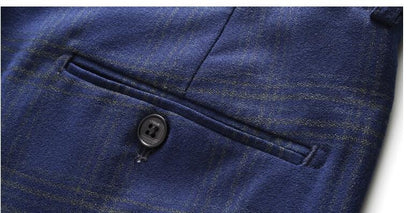 Completo da uomo a quadri 3 pezzi slim fit doppiopetto giacca gilet pantaloni | 6027