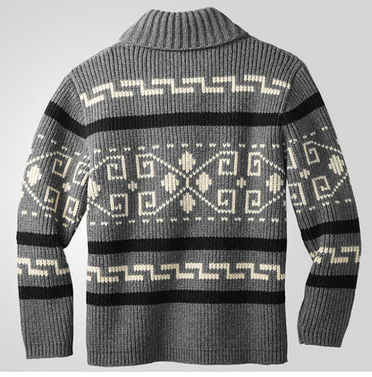 Men Stylish Slim Fit Jacquard Knit Cardigan Jacket with Long Sleeves Casual Lapel Sweater | SY0013