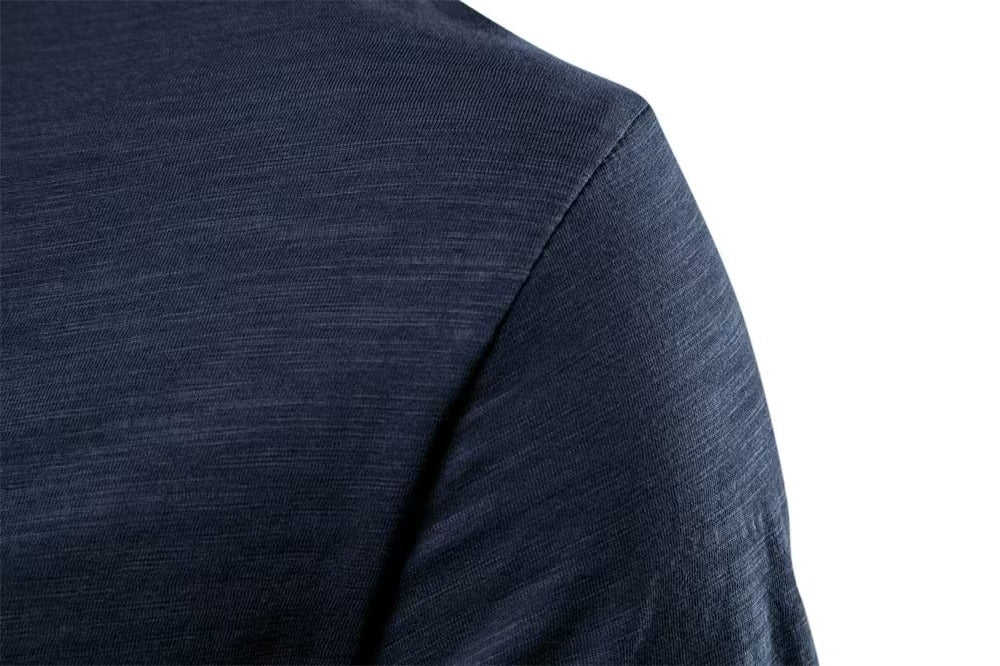Men’s Deep V-Neck T-Shirt 100% Cotton Plain V-Collar Tee High-Quality Basic T-Shirt | F037