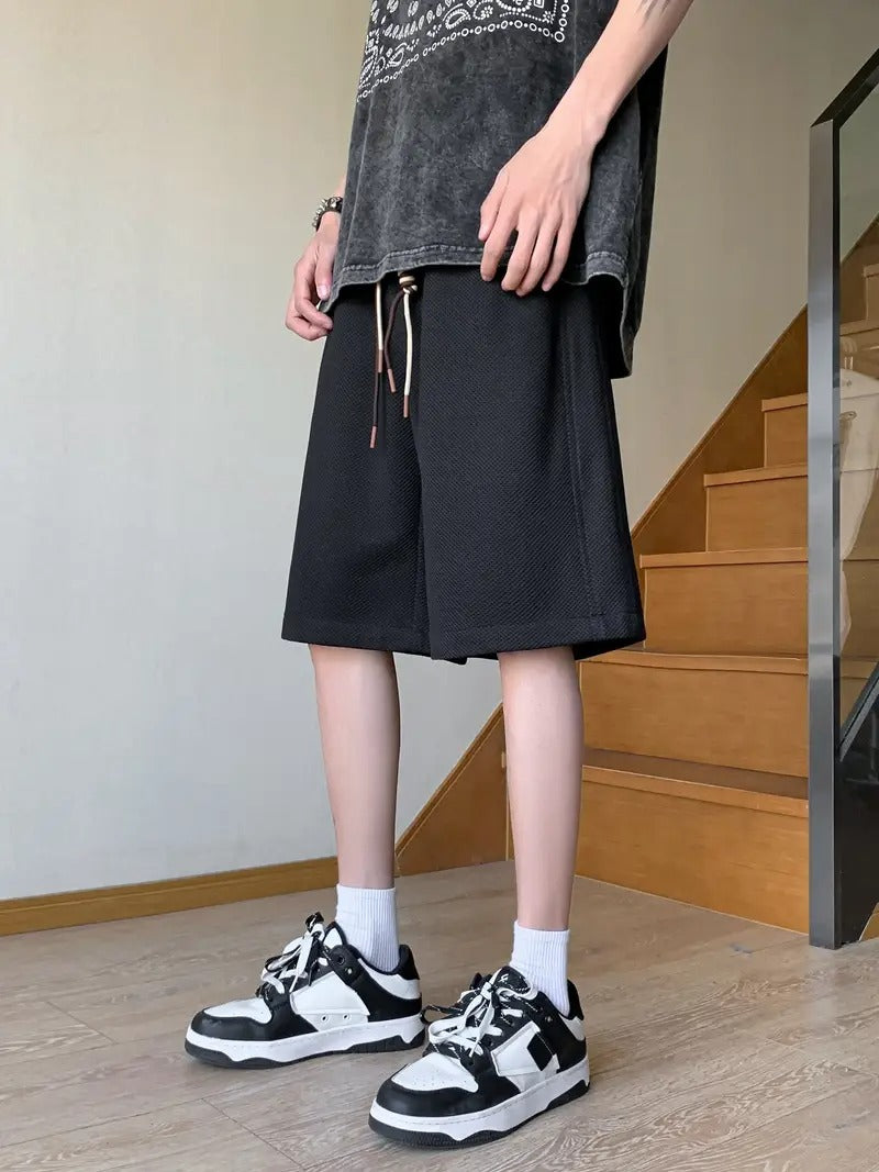 Men's Lightweight Waffle-Knit Lounge Shorts – Loose Fit Quick-Dry Athletic Shorts with Drawstring Waist for Summer | DK34