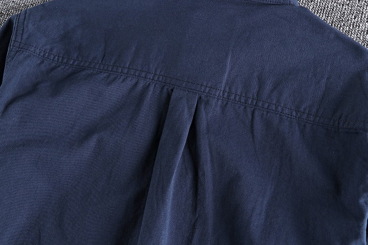Vintage Workwear Double Pocket Shirt Retro Casual Classic Shirt Top for Men | V38