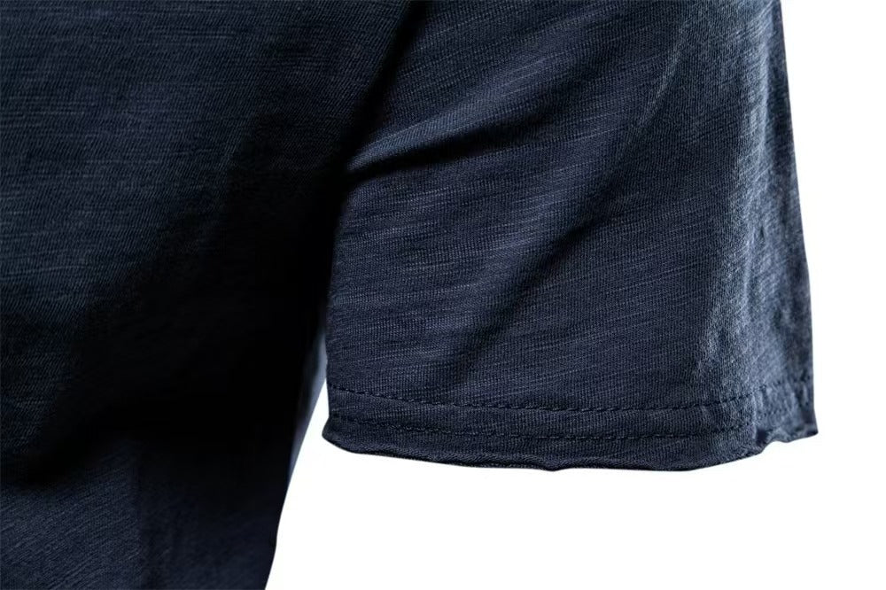 Men’s Deep V-Neck T-Shirt 100% Cotton Plain V-Collar Tee High-Quality Basic T-Shirt | F037