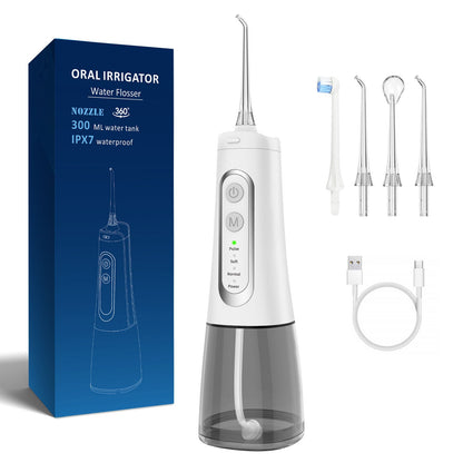 Irrigatore Orale Dentale Portatile, Impermeabile, Ricaricabile, Senza Fili, Elettrico, con Getto d'Acqua per la Pulizia dei Denti | 