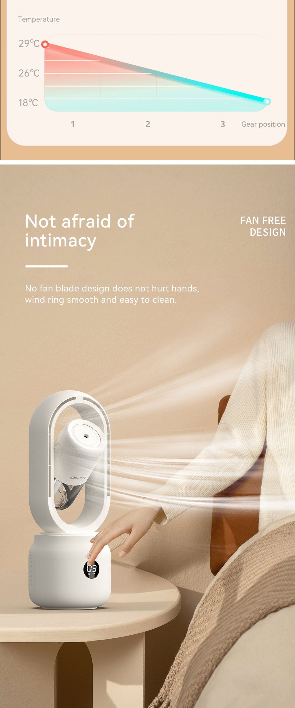 Multi-Functional Leafless Jet Fan Water Spray Vertical Summer Ultrasonic Cooling Humidifier Fan | HX87