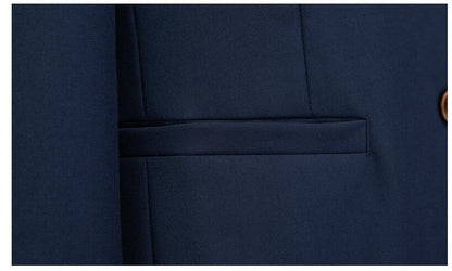 Men's Casual Business Suit Stand-Up Collar Zhongshan Solid Color Single-Breasted Two-Piece Suit | 203