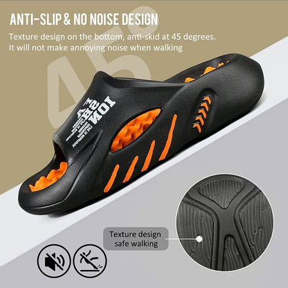 Men's Alphabet Print Soft-Sole EVA Slides Non Slip Open Toe Slippers Trendy Beach Shoes | WN58