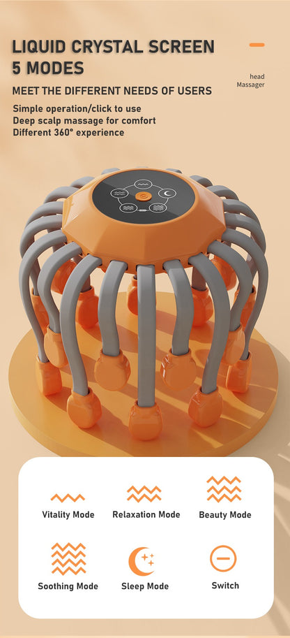 Appareil de massage intelligent pour le cuir chevelu et la tête, appareil de relaxation pour tout le corps, soulage la fatigue, appareil de massage électrique pour le cuir chevelu Octopus | MZ-HM156 