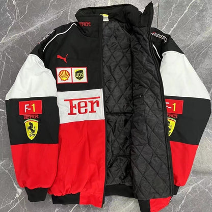 F1 Ferrari Embroidered Racing Suit Jacket Retro Style Motorcycle Riding Jacket for Spring & Autumn | AL776286320703