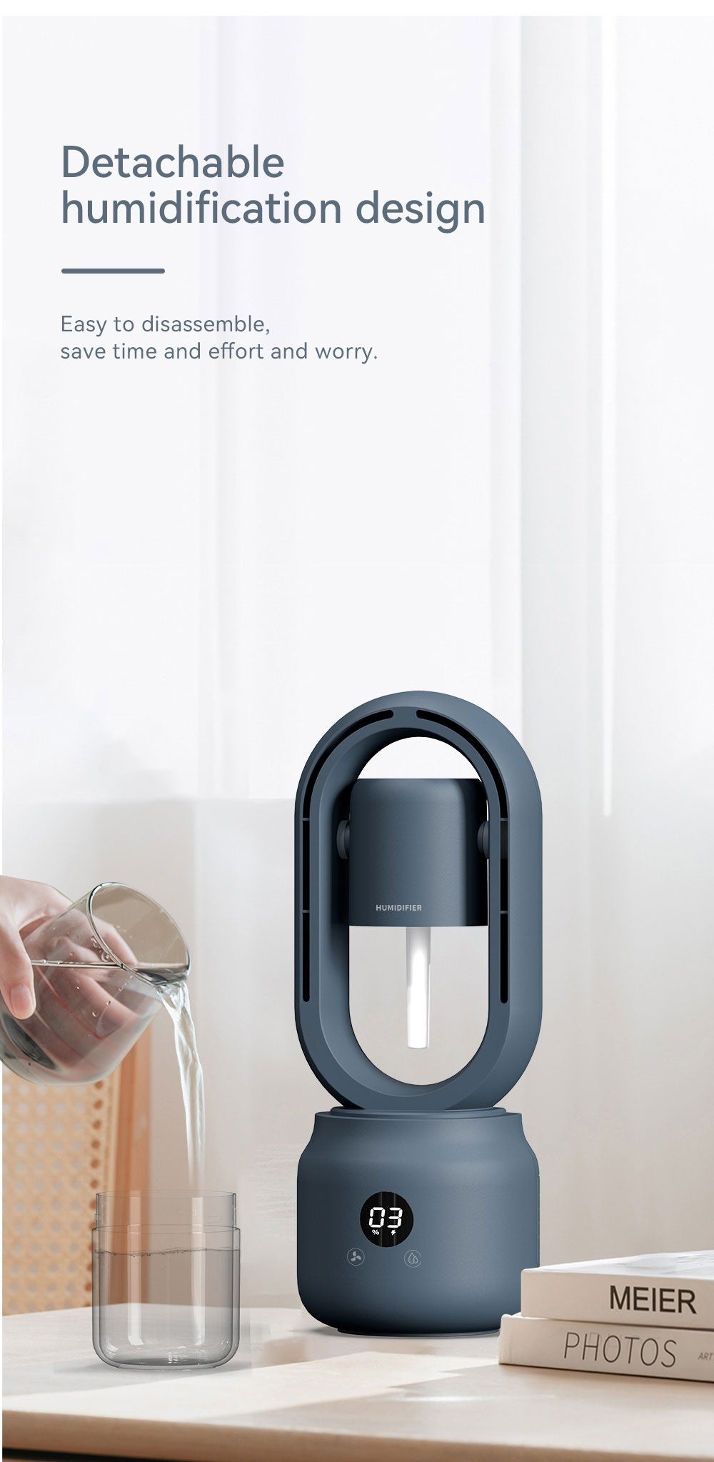 Multi-Functional Leafless Jet Fan Water Spray Vertical Summer Ultrasonic Cooling Humidifier Fan | HX87